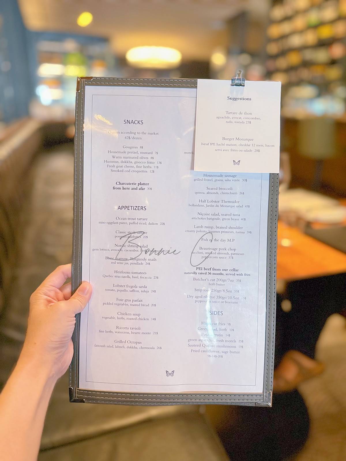 Menu de Monarque