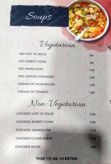 Moontown Lounge menu