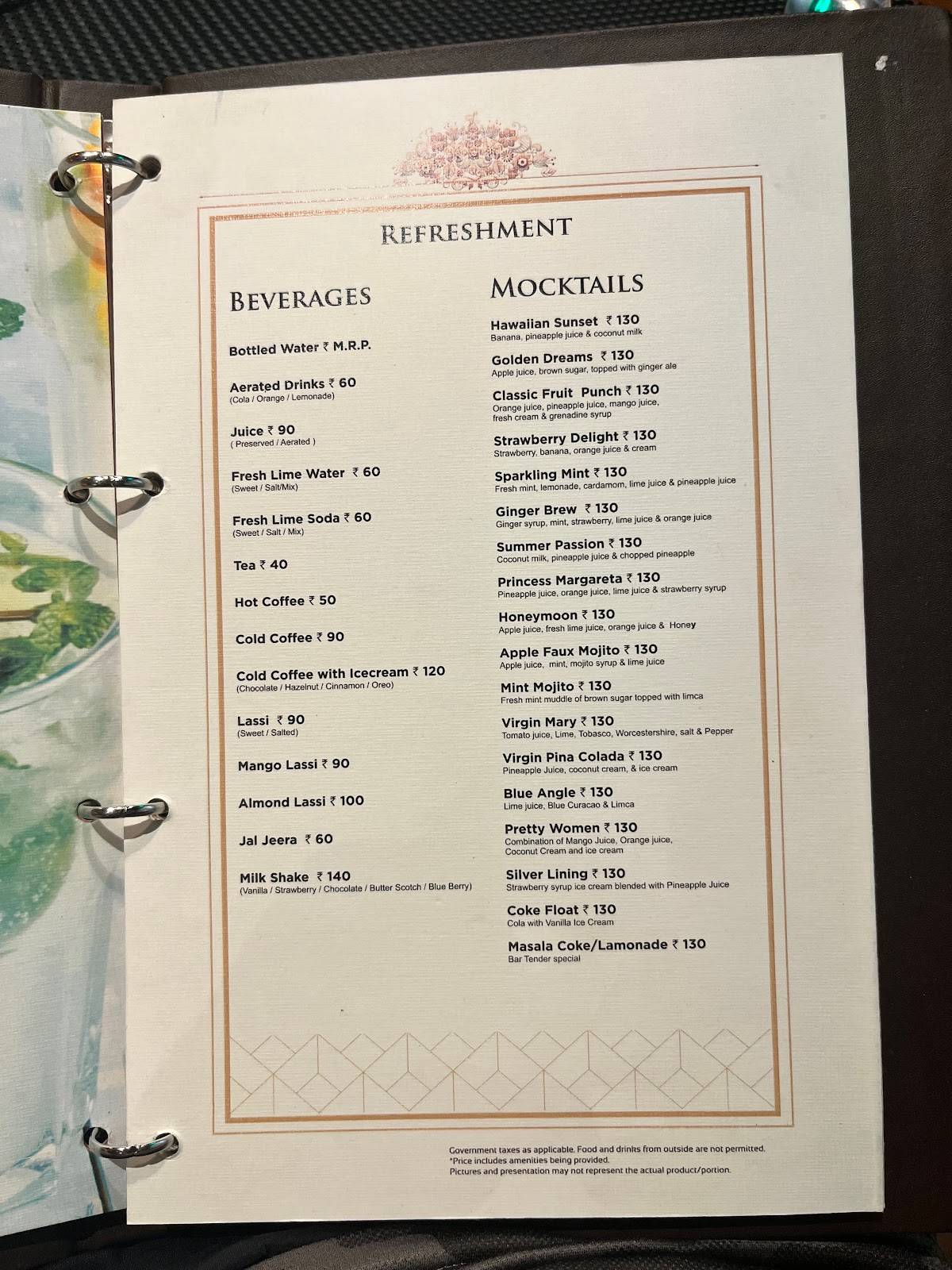 Moti Mahal Delux menu
