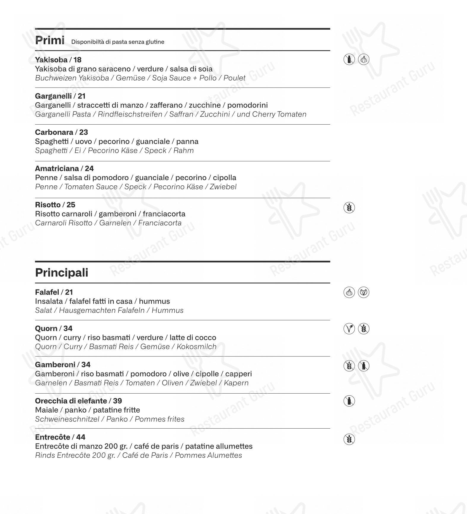 Movie Restaurant & Lounge in Locarno - Menu bar