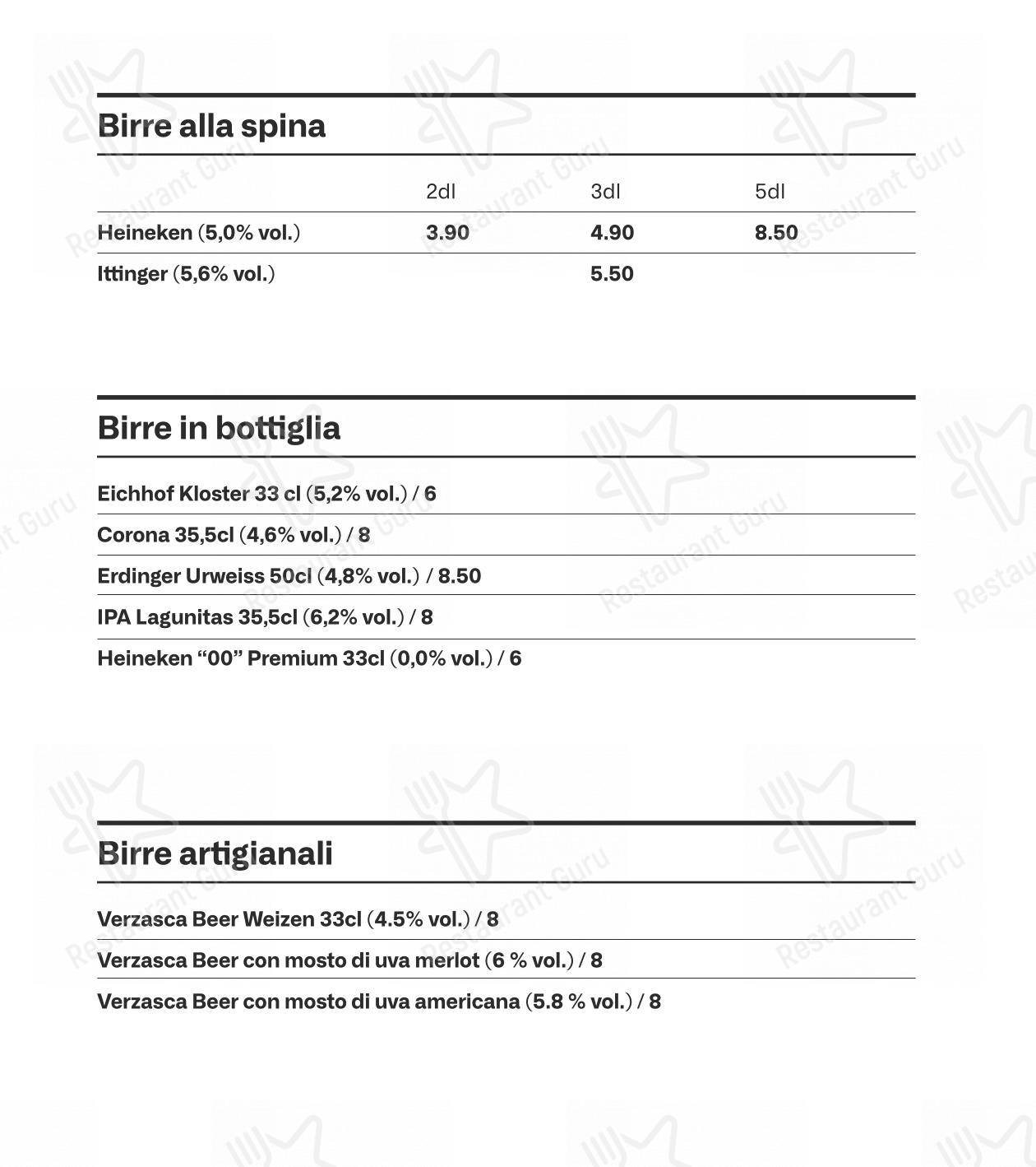 Основное меню per Movie Restaurant & Lounge in Locarno