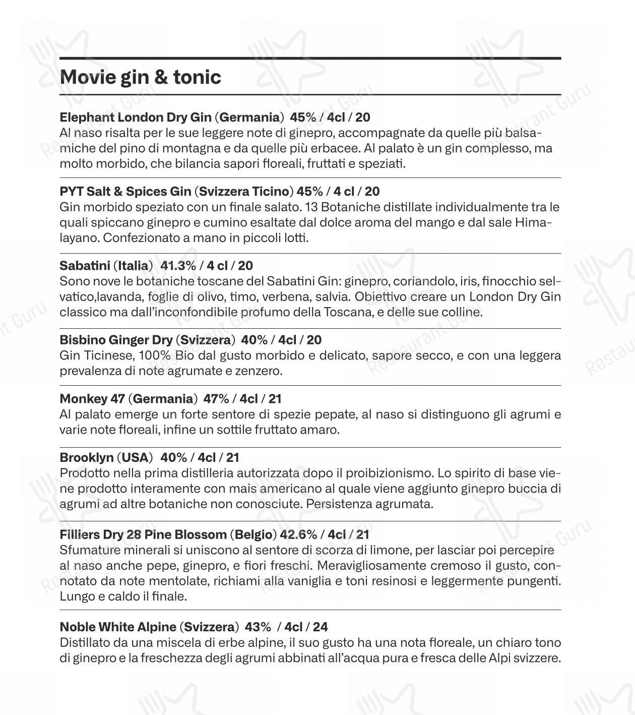 Movie Restaurant & Lounge in Locarno - Основное меню