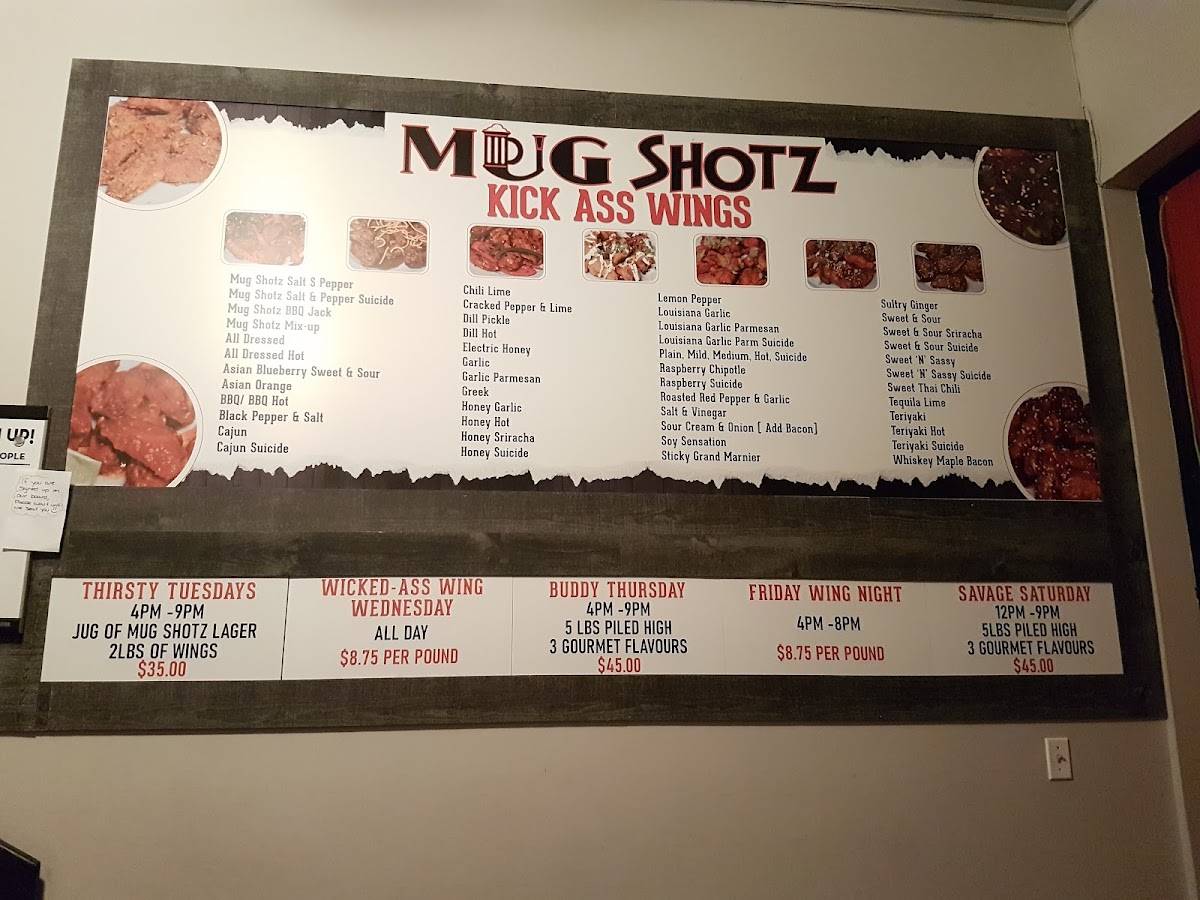 Menu at Mug Shotz Sports Bar & Grill, Calgary