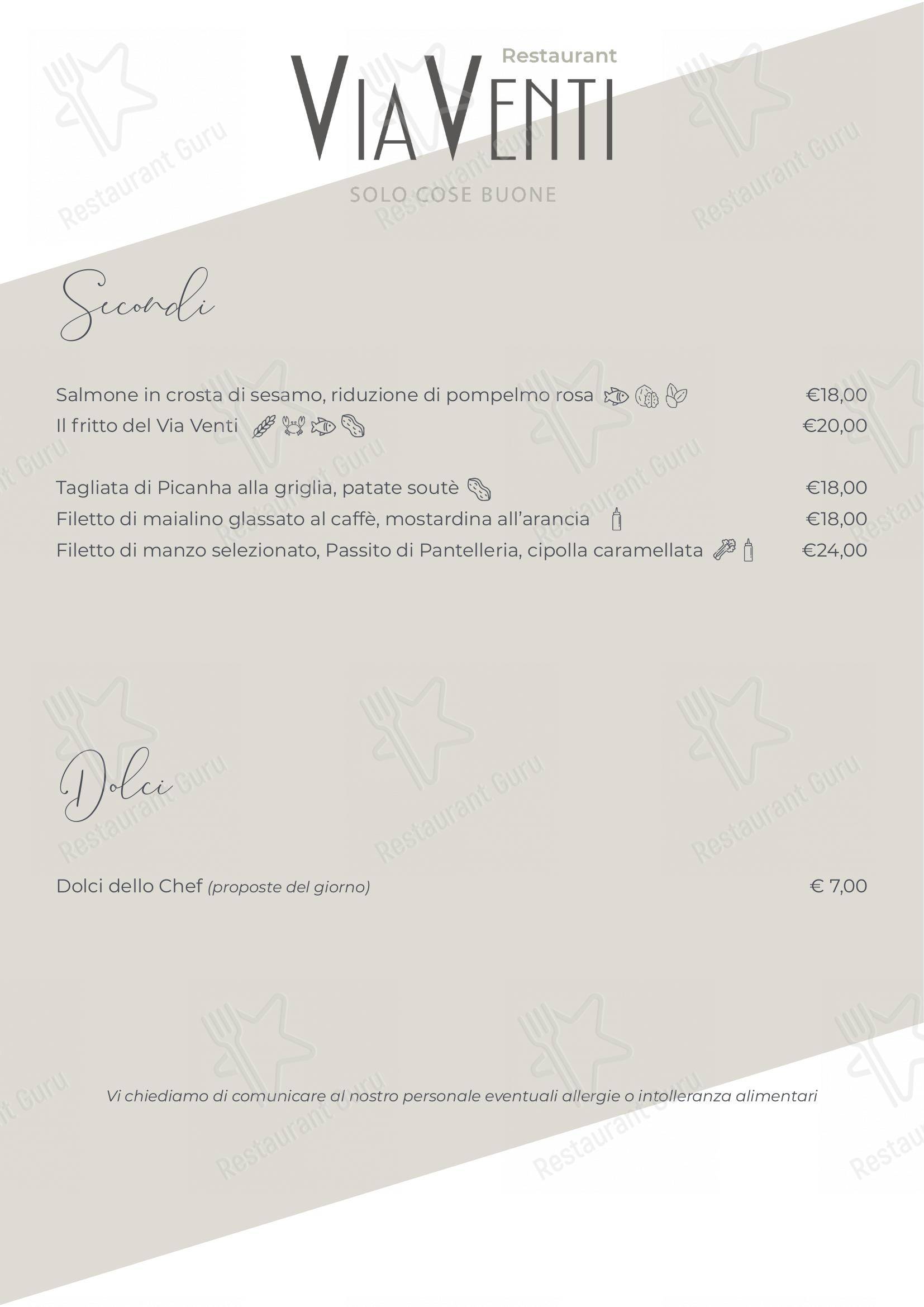 Menu per Restaurant ViaVenti in Muggiò