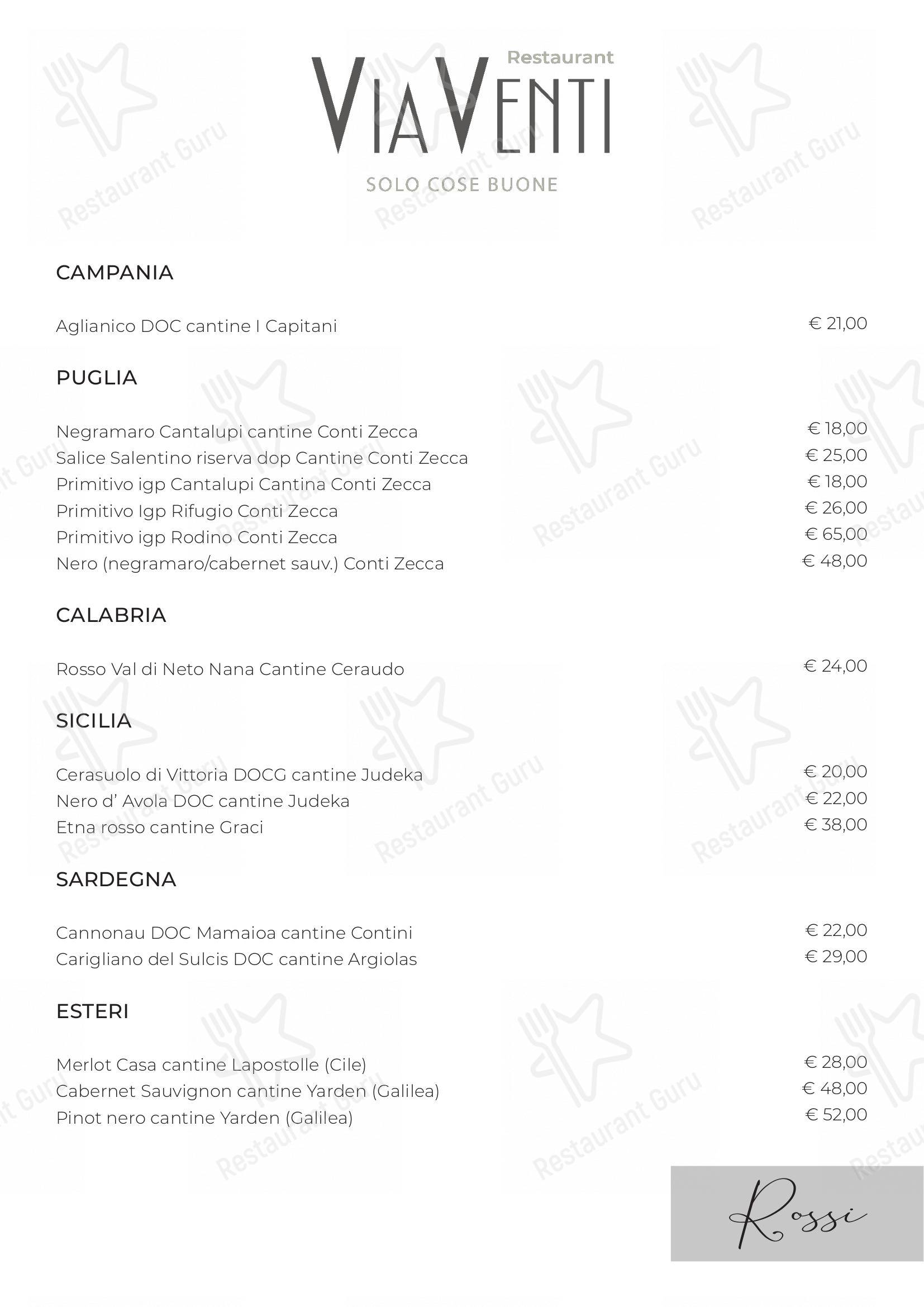 Restaurant ViaVenti in Muggiò - Основное меню