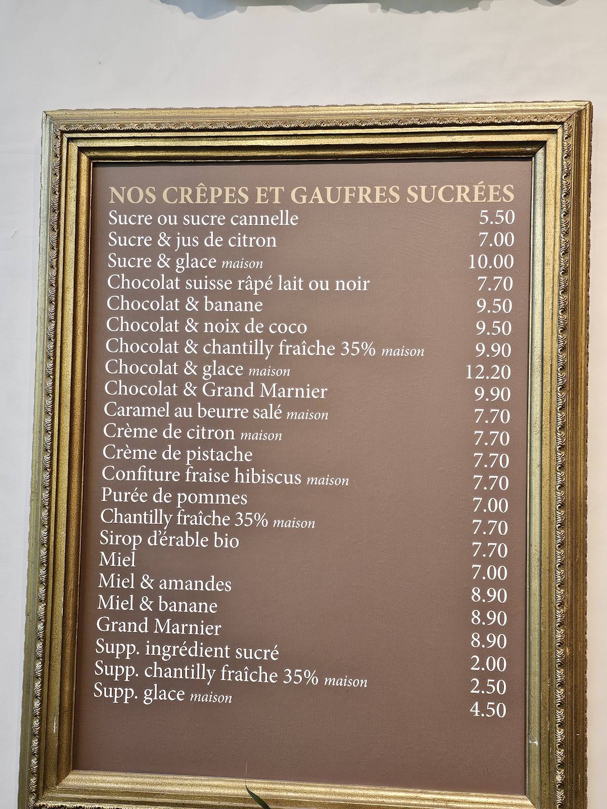 Menu de Muller's Factory Plainpalais