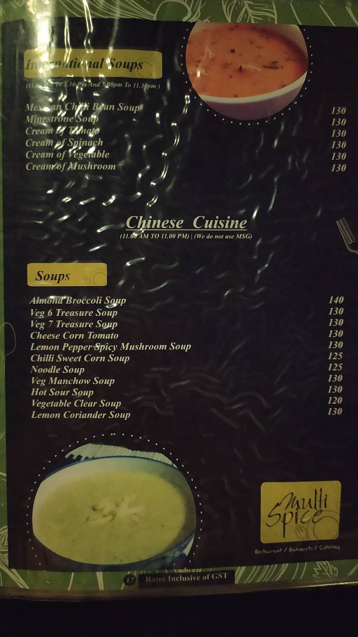 Multispice, Loni Kalbhor menu