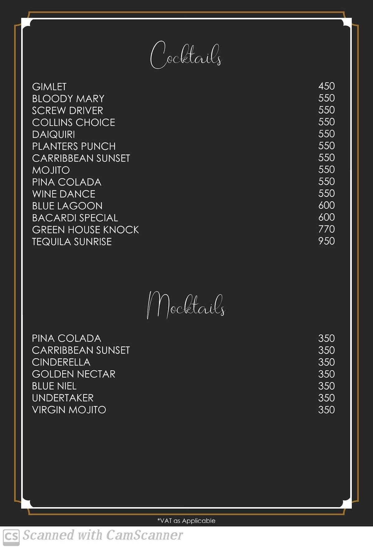 Green House menu
