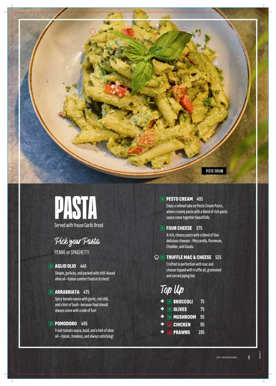 The Beer Café menu