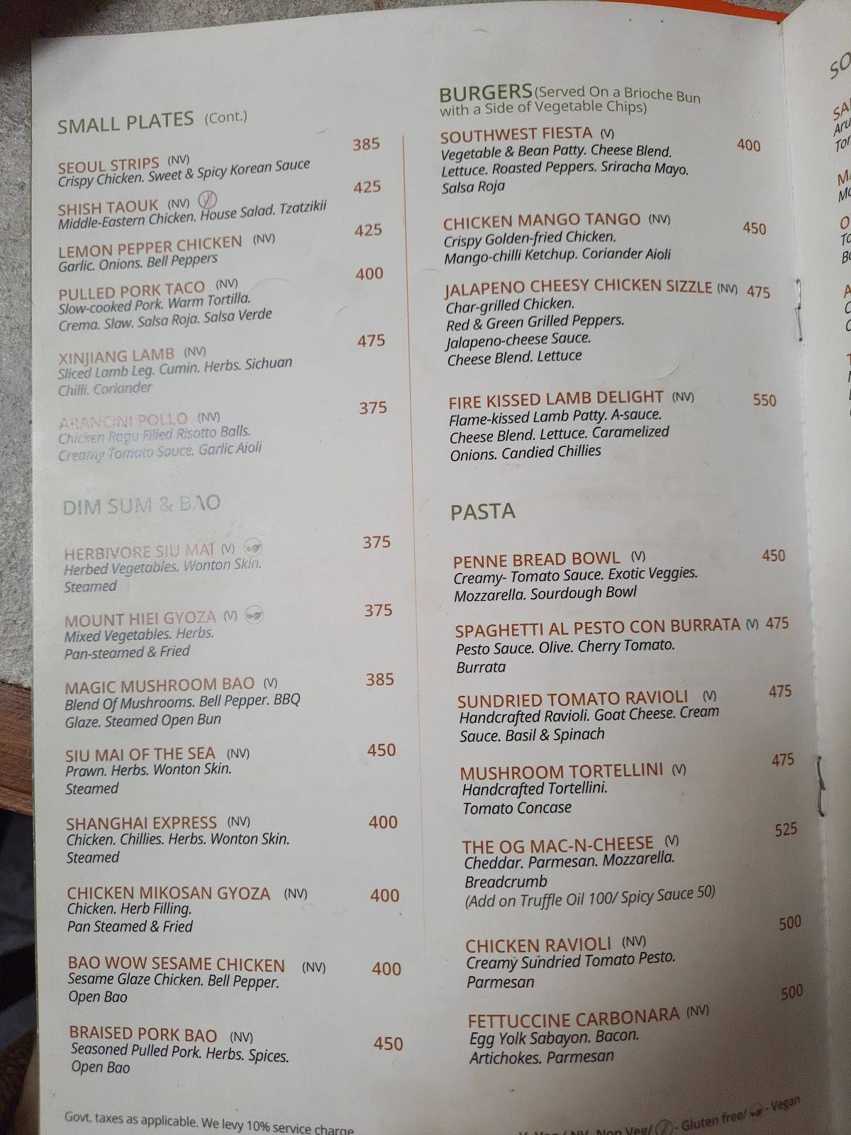 Murphies - Bistro and Bar menu