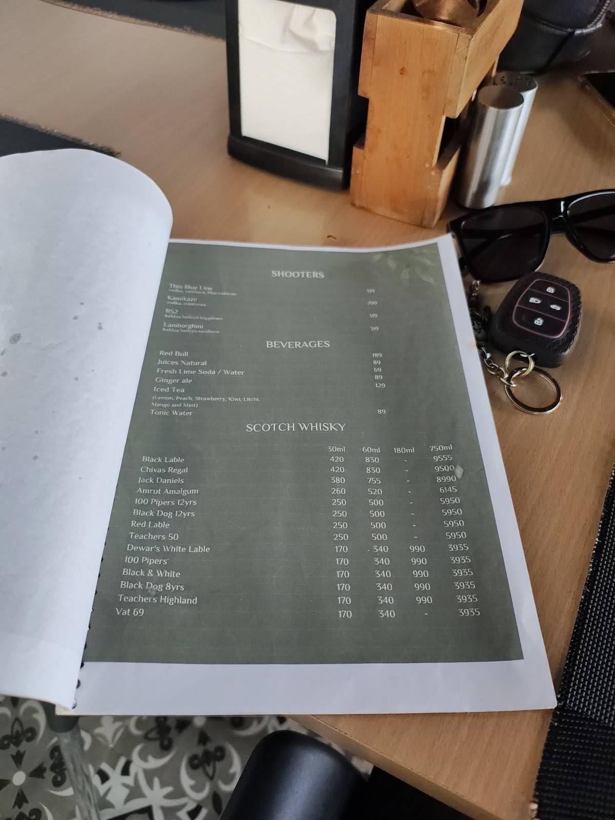 My Big Daddy's Kitchen, Mysore menu