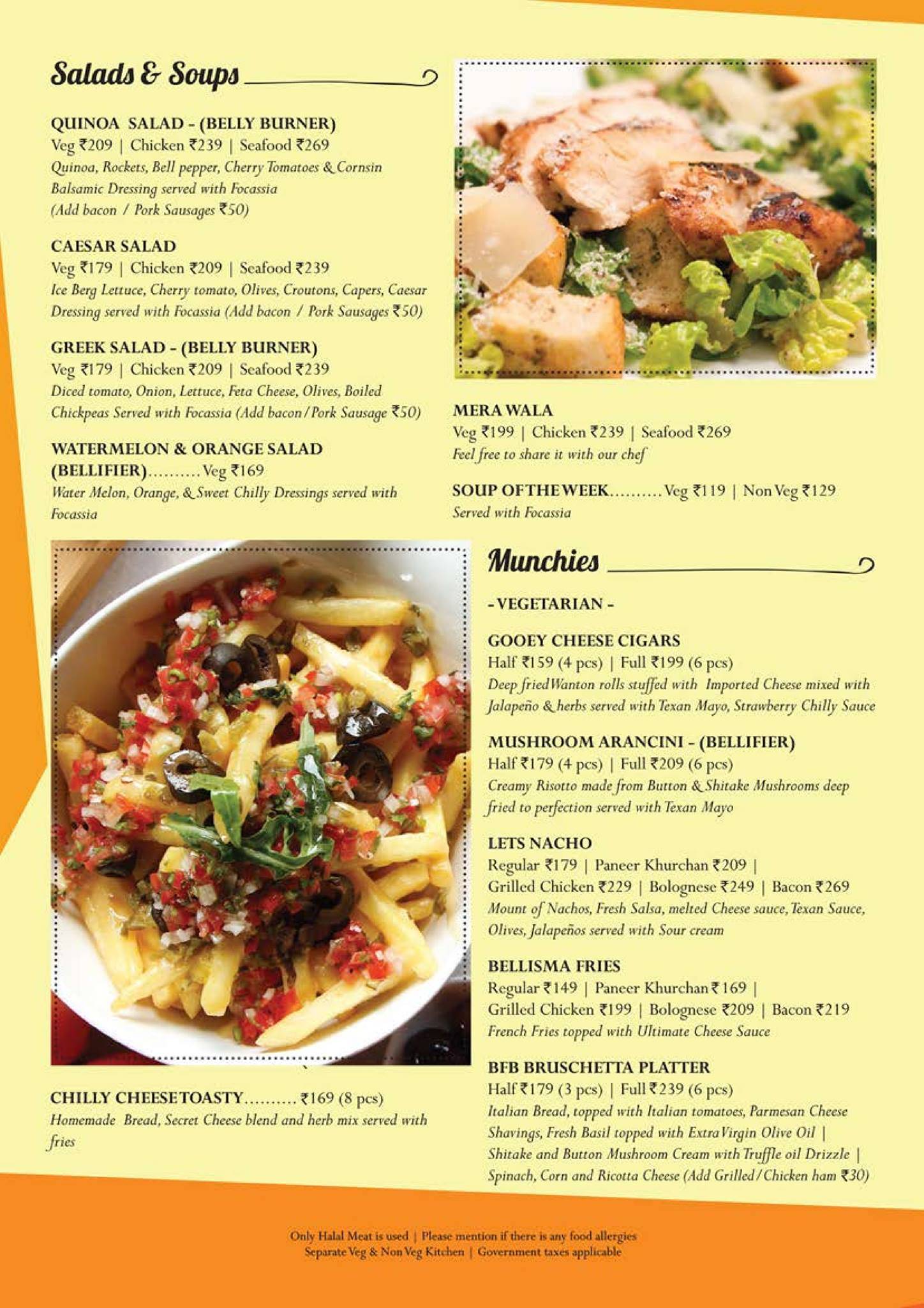 My Big Fat Belly menu