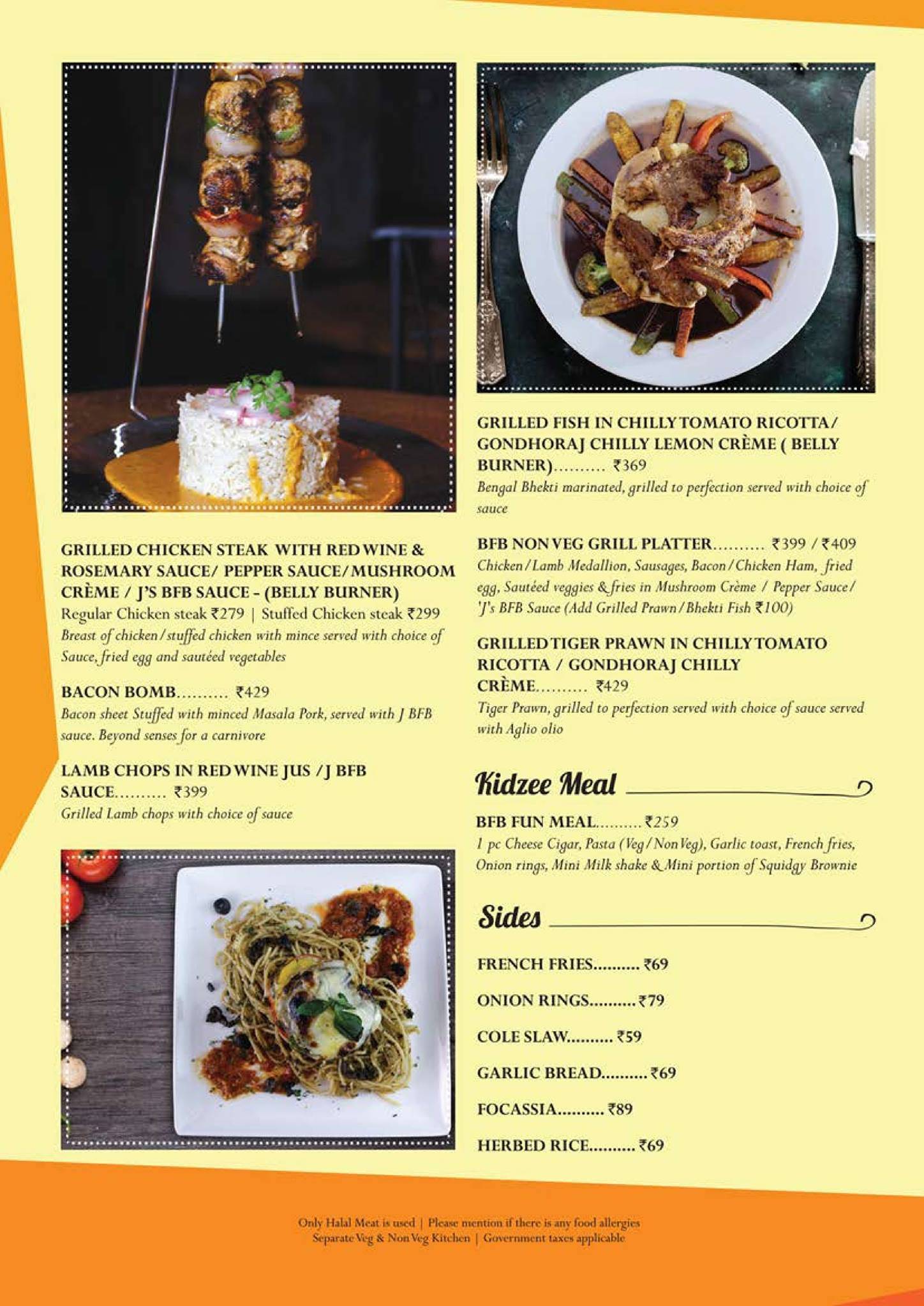 My Big Fat Belly menu