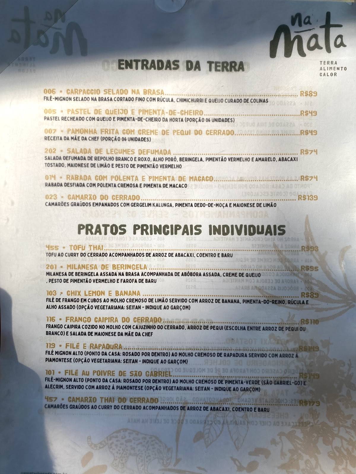 Na Mata Chapada - Terra, Alimento e Calor cardápio