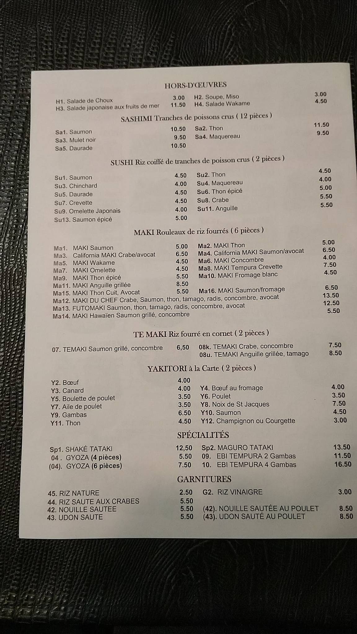 Menu de Nagano