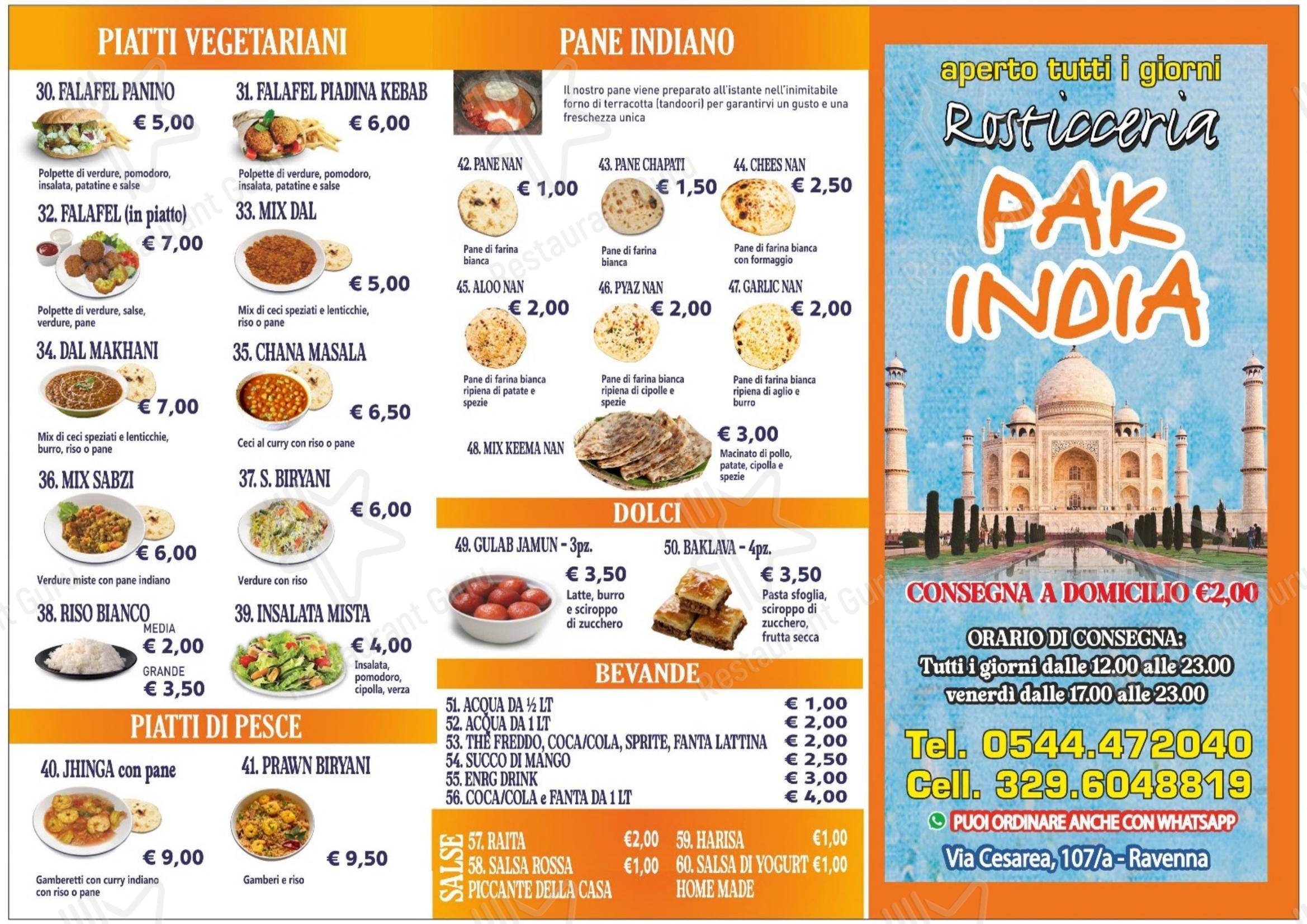 Namaste India in Ravenna - Menu