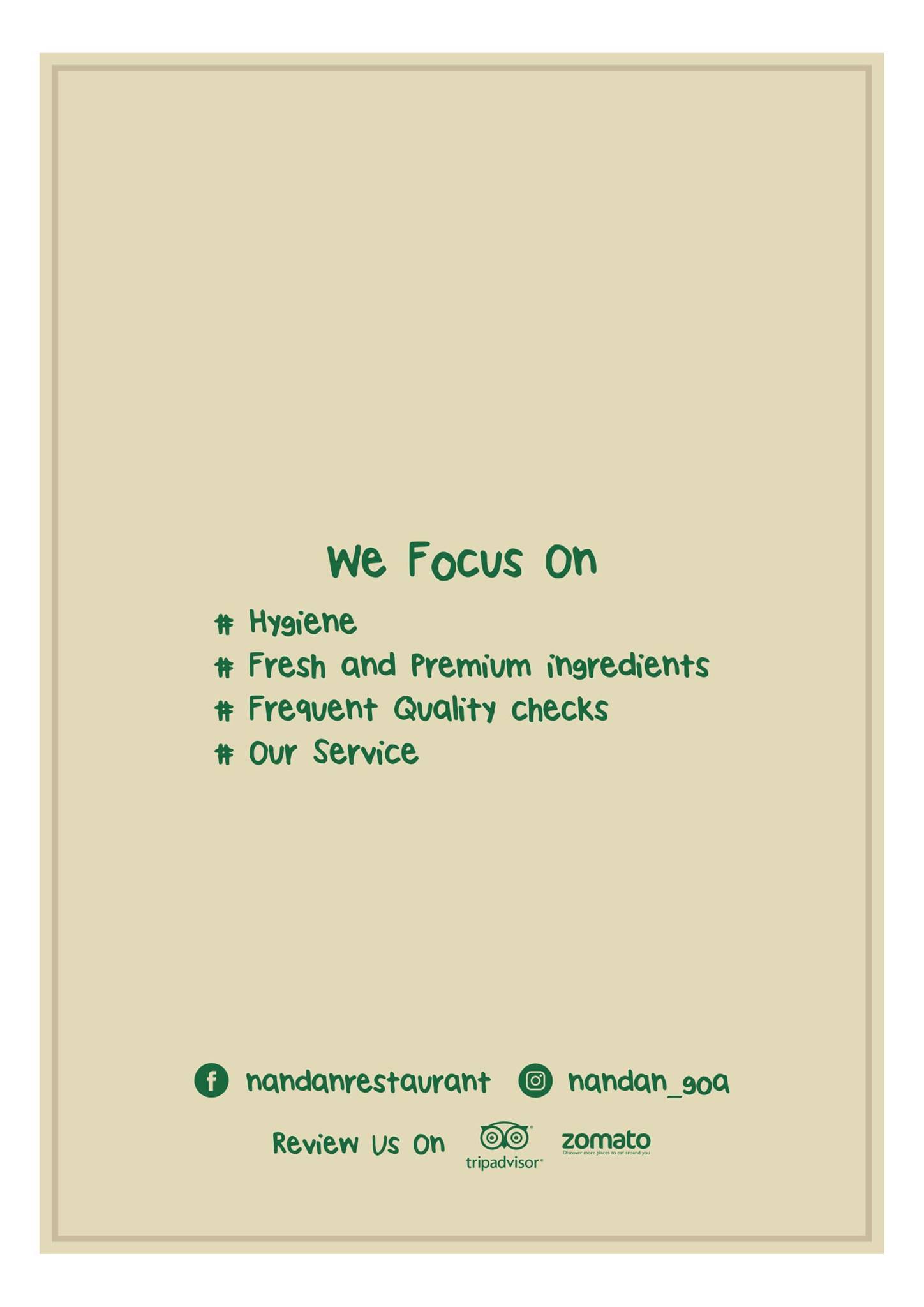Nandan Pure Veg Restaurant menu
