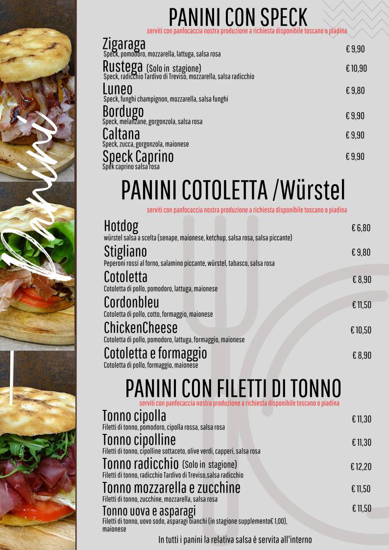 Menu di Napoleon Pub paninoteca 