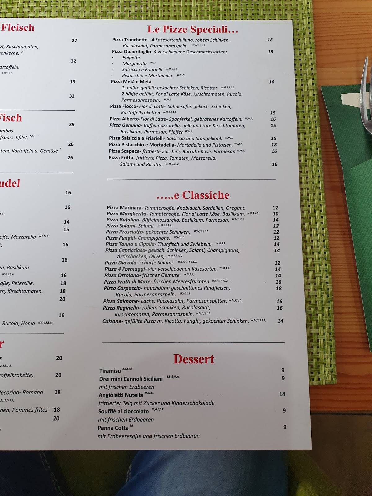 Speisekarte von napoli 3 malsch ristorante pizzeria deutschland