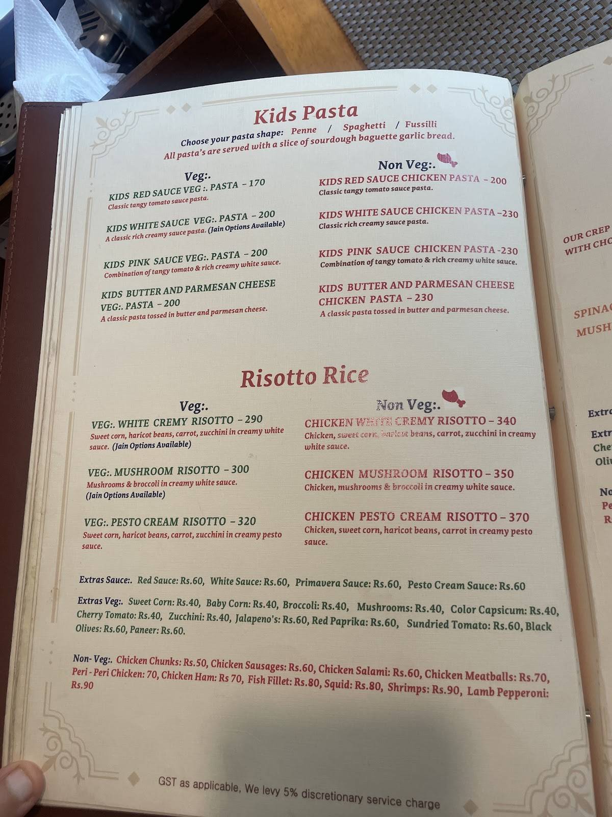 Napoli Italian Bistro - HSR Layout, Fine Dine Restaurant Good Food Since 2014 menu