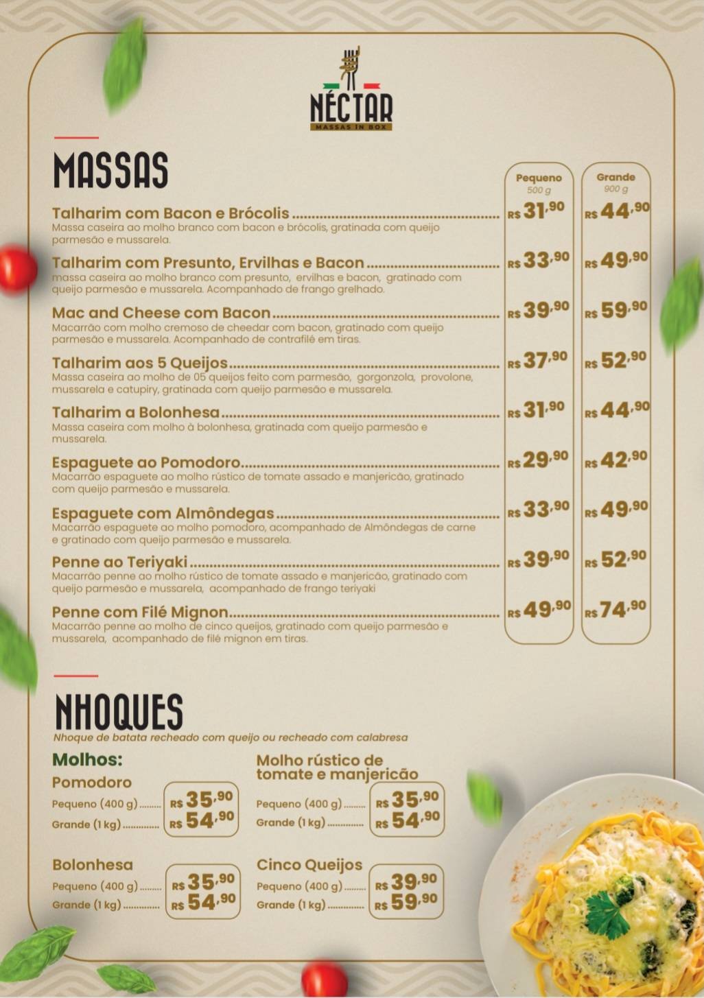 Néctar Sabor & Saúde cardápio