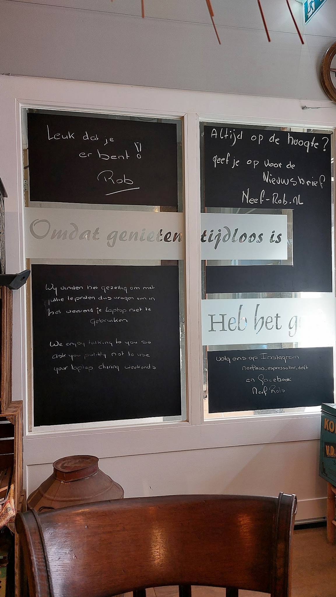 Menu de Neef Rob, de Espresso- & Theebar van Delft