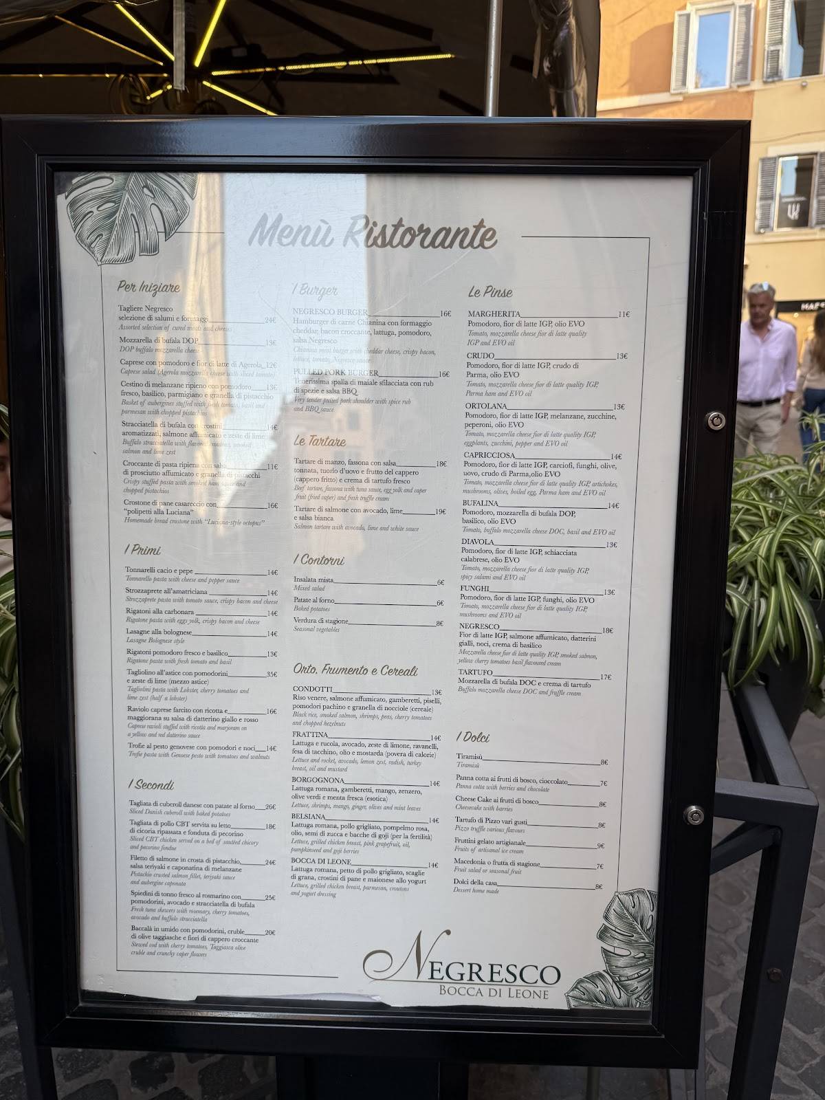 Menu di Negresco Bocca di Leone 