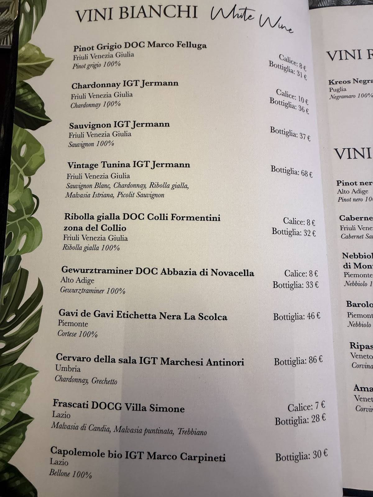 Menu di Negresco Bocca di Leone 