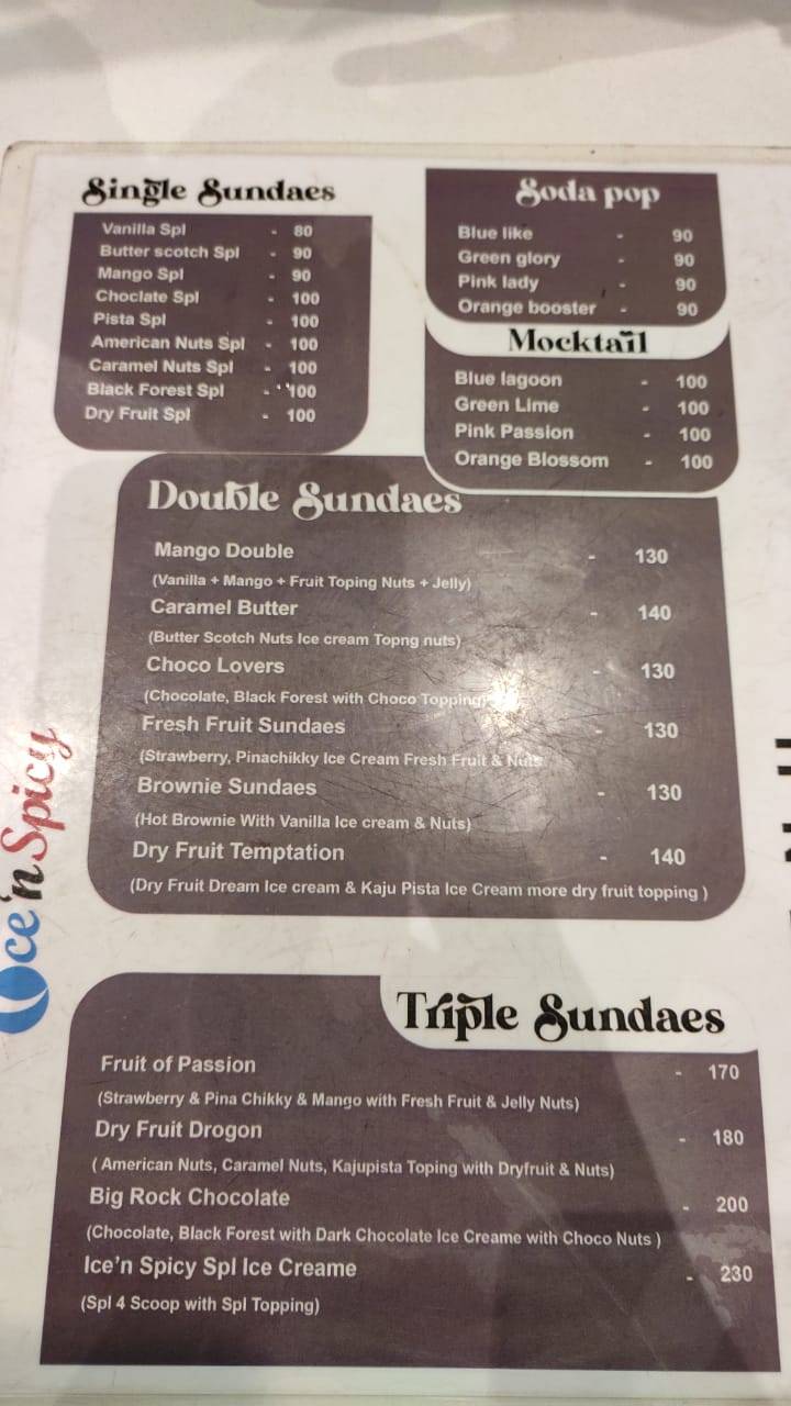 Ice n spice menu