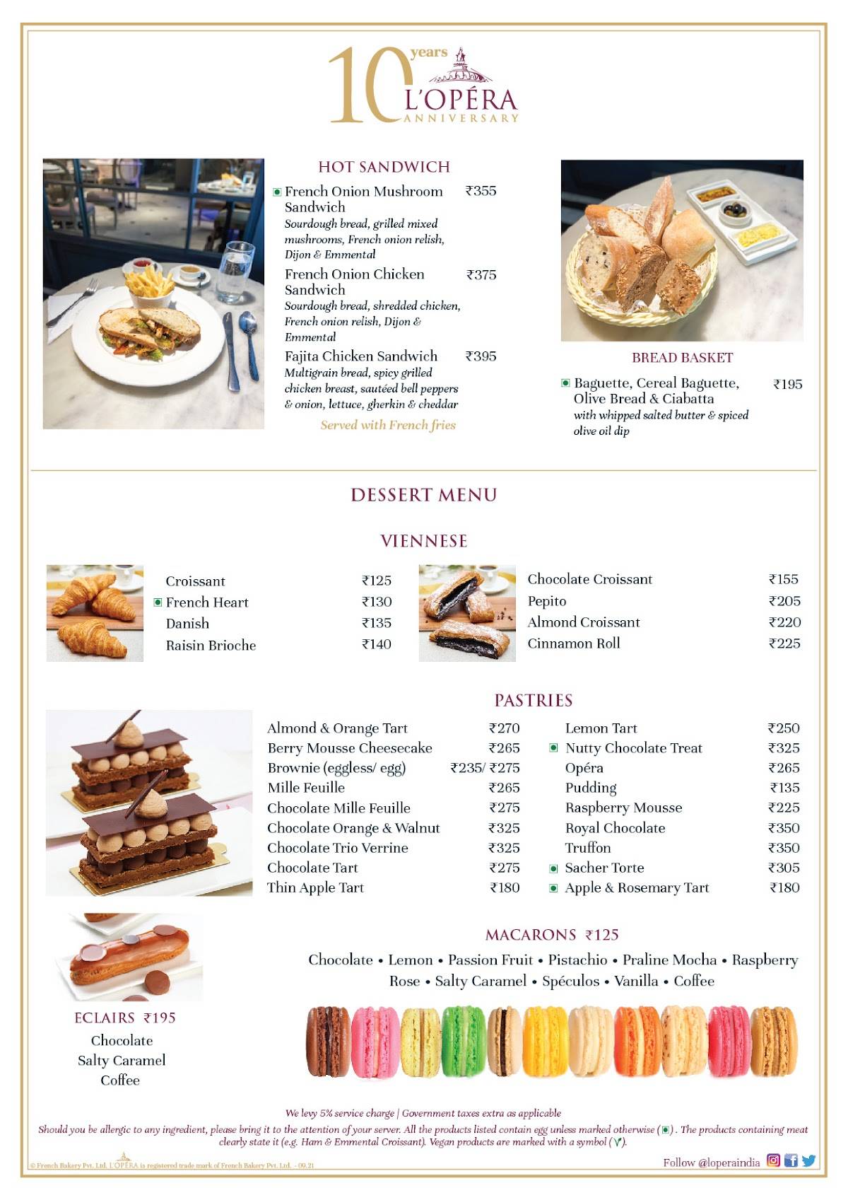 L’Opéra Basant Lok menu