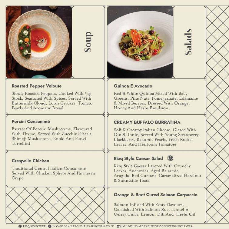Rizq menu