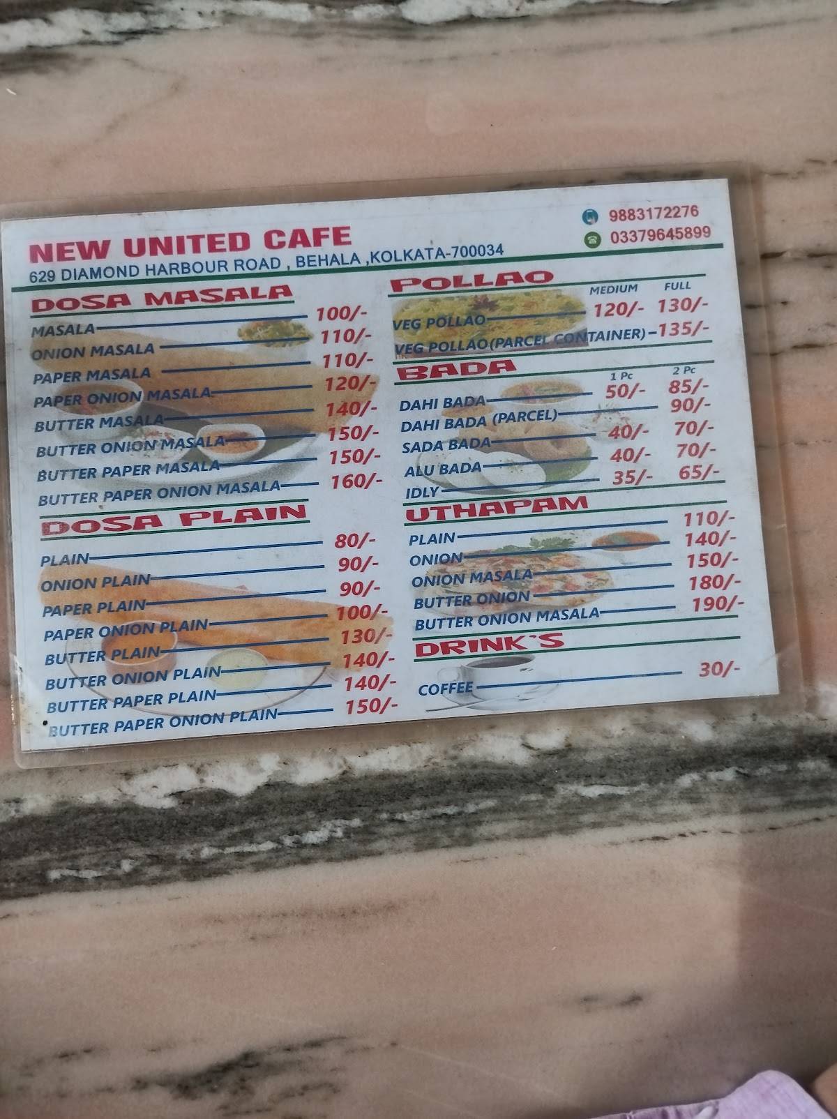 New United Cafe menu