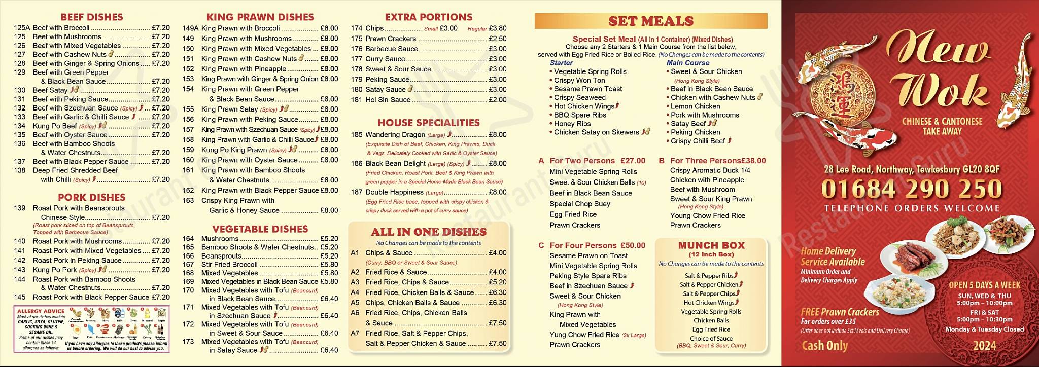 Menu At New Wok Chinese Takeaway Restaurant Tewkesbury 28 Lee Rd