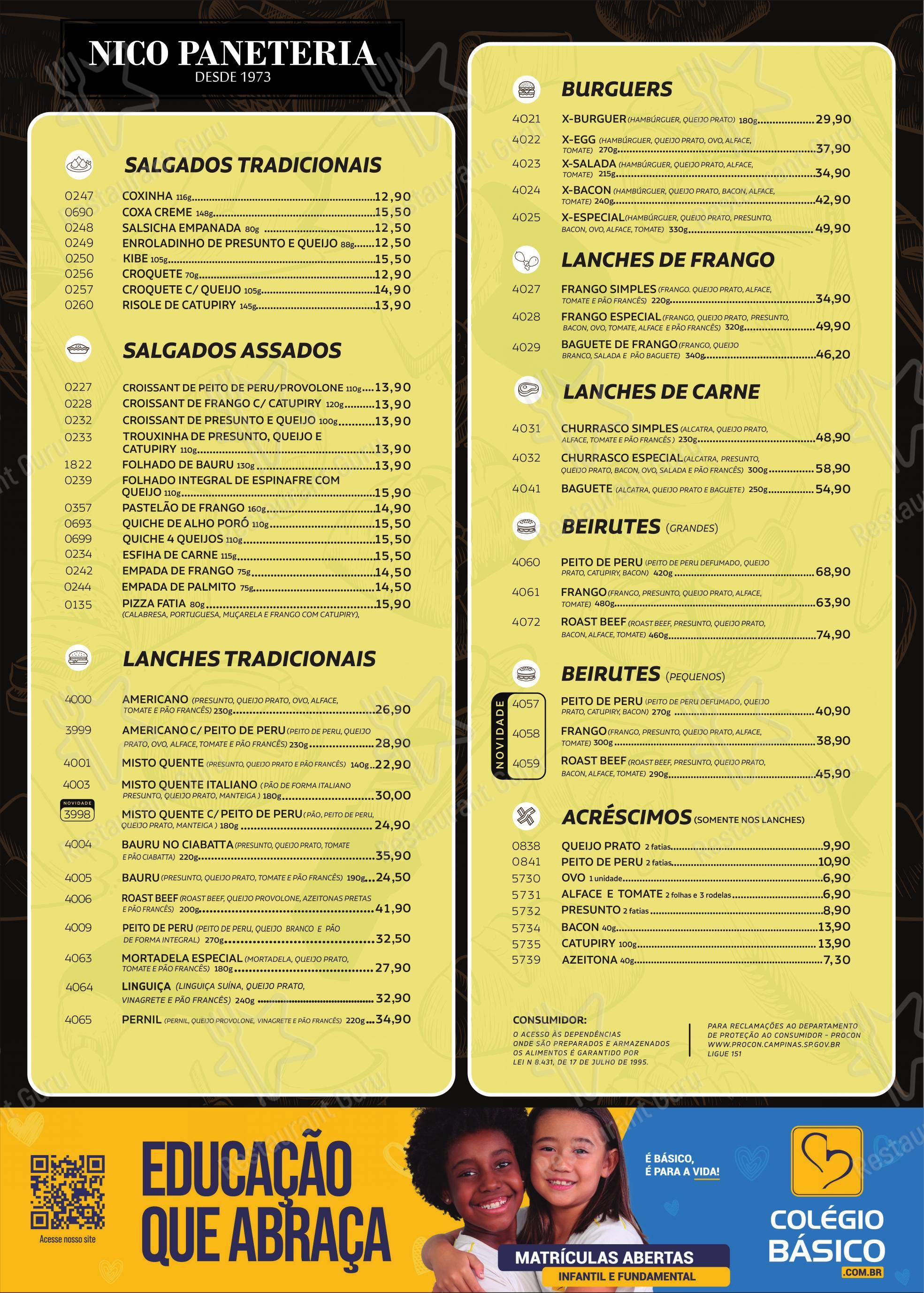 Nico Paneteria - Menu