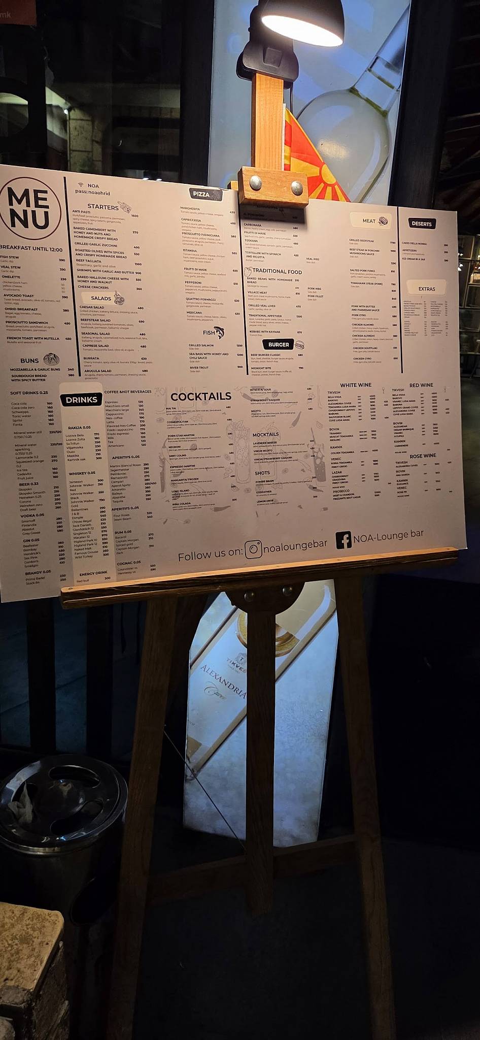 Menu de Noa - Lounge Bar