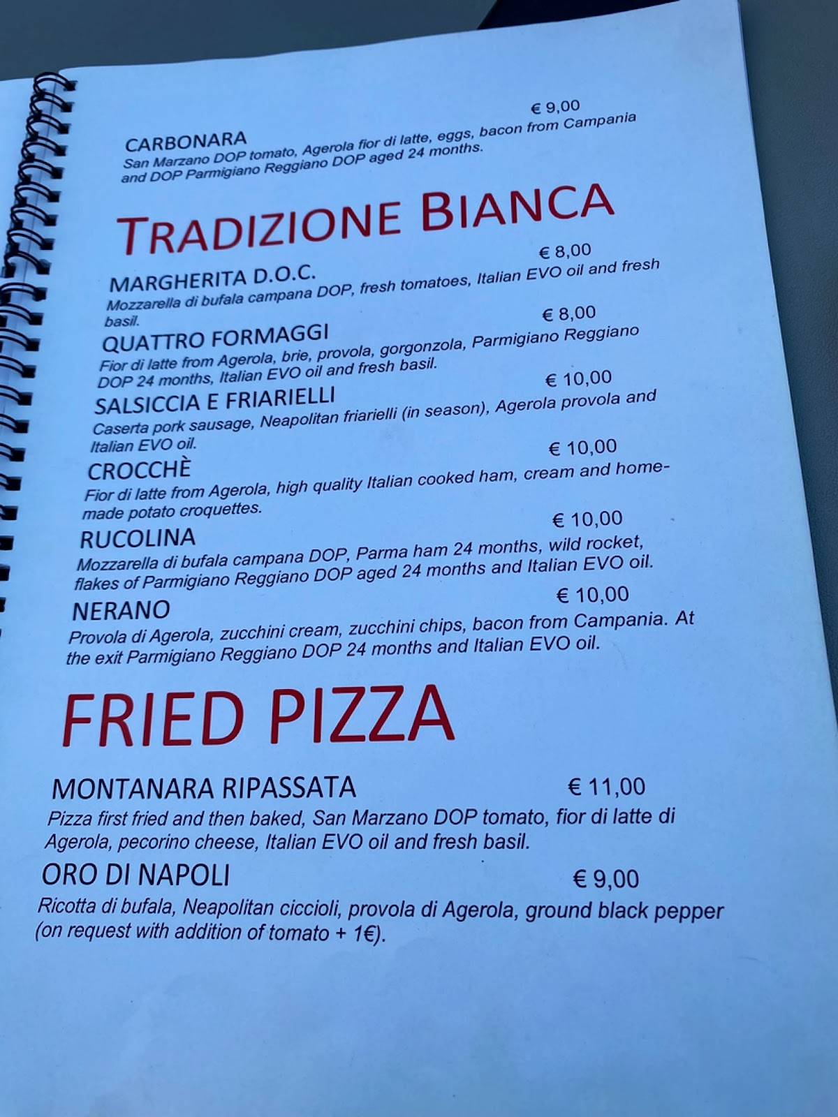 Menu di Pulcinella