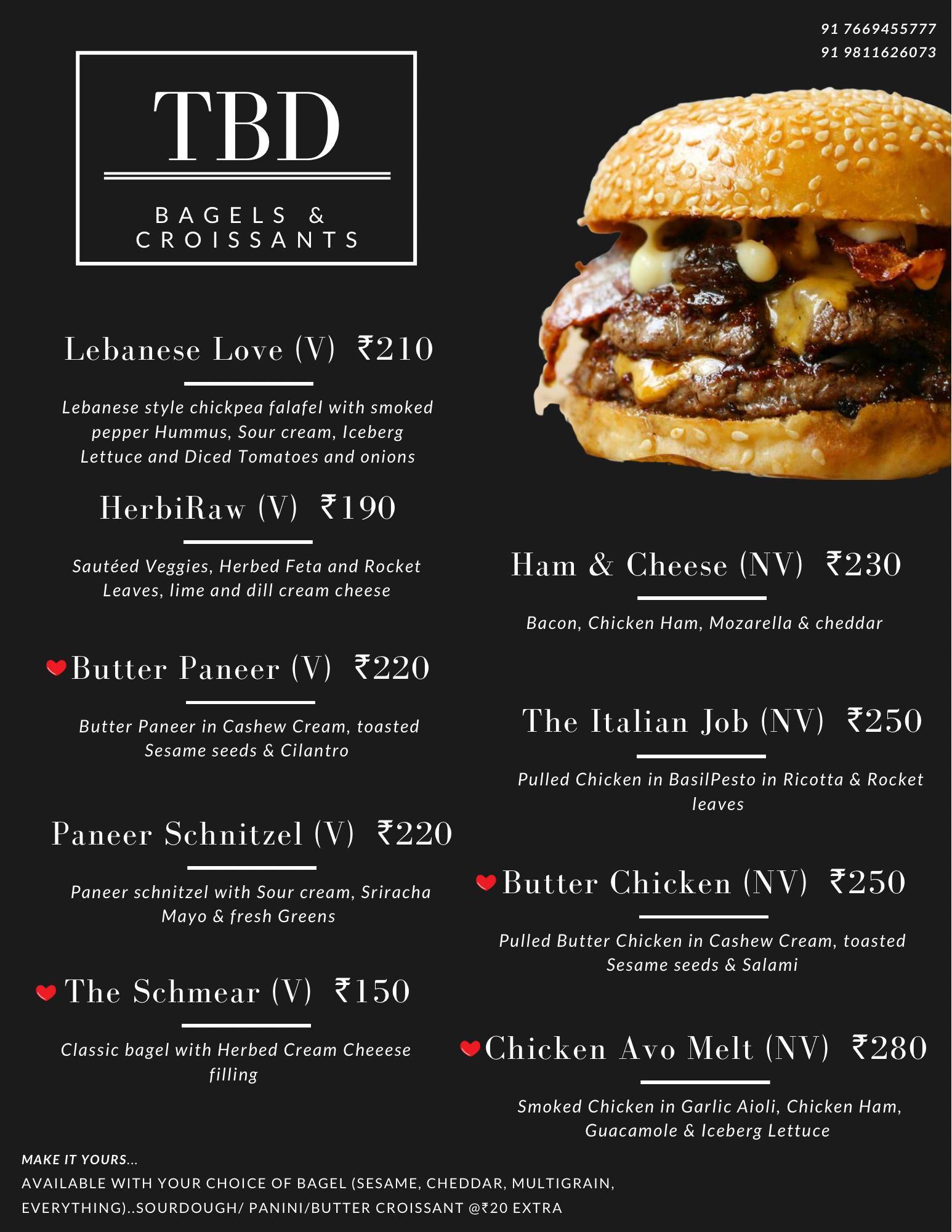 The Blue Danube Cafe & bakery menu