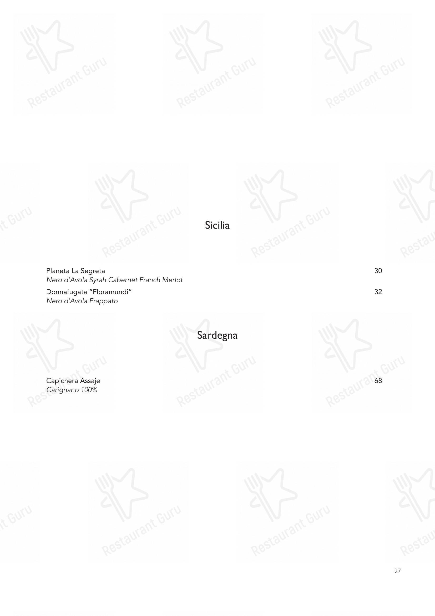 Menu bar per Nojo ristorante