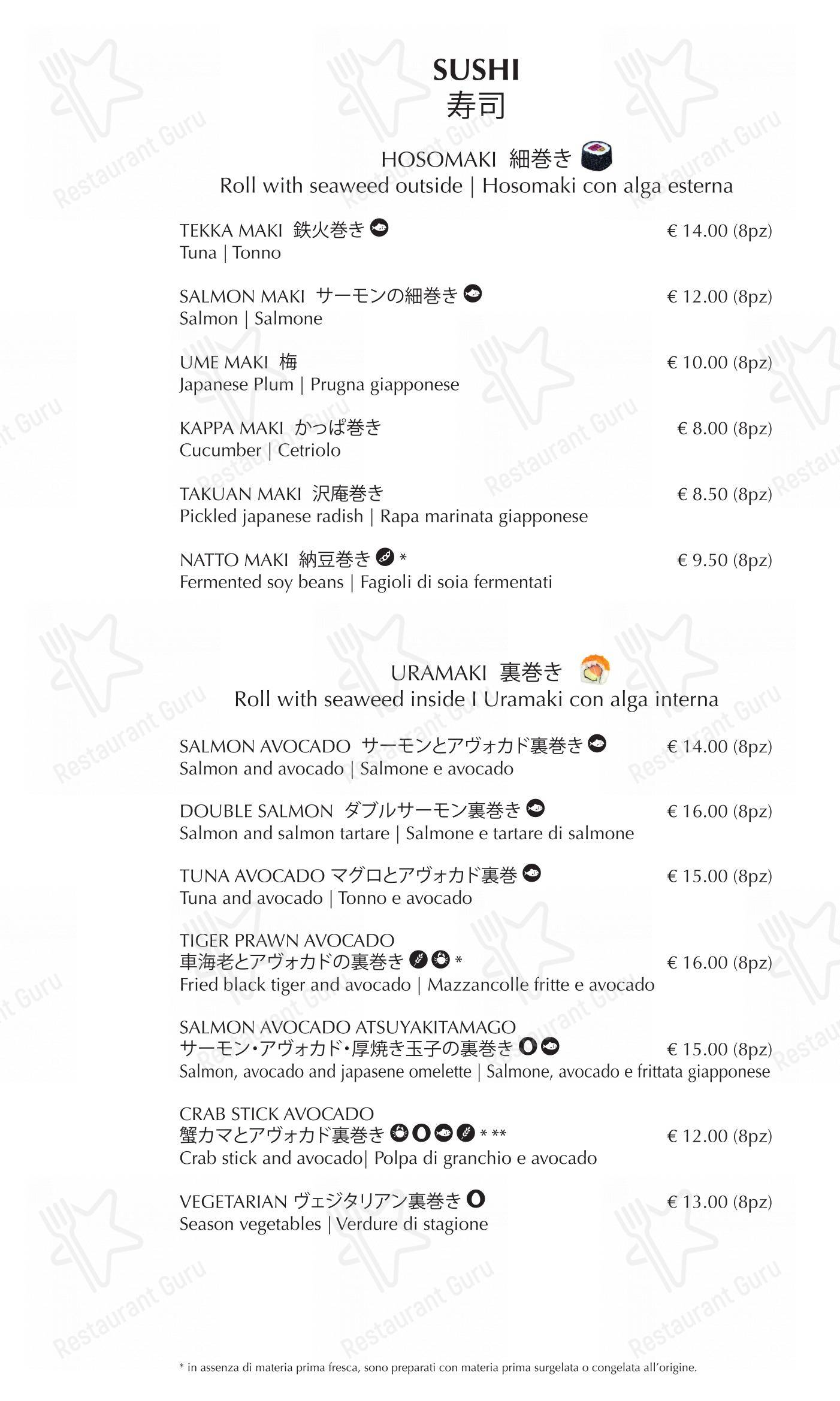Menu di Nomisan Sushi Ristorante Giapponese - Menu