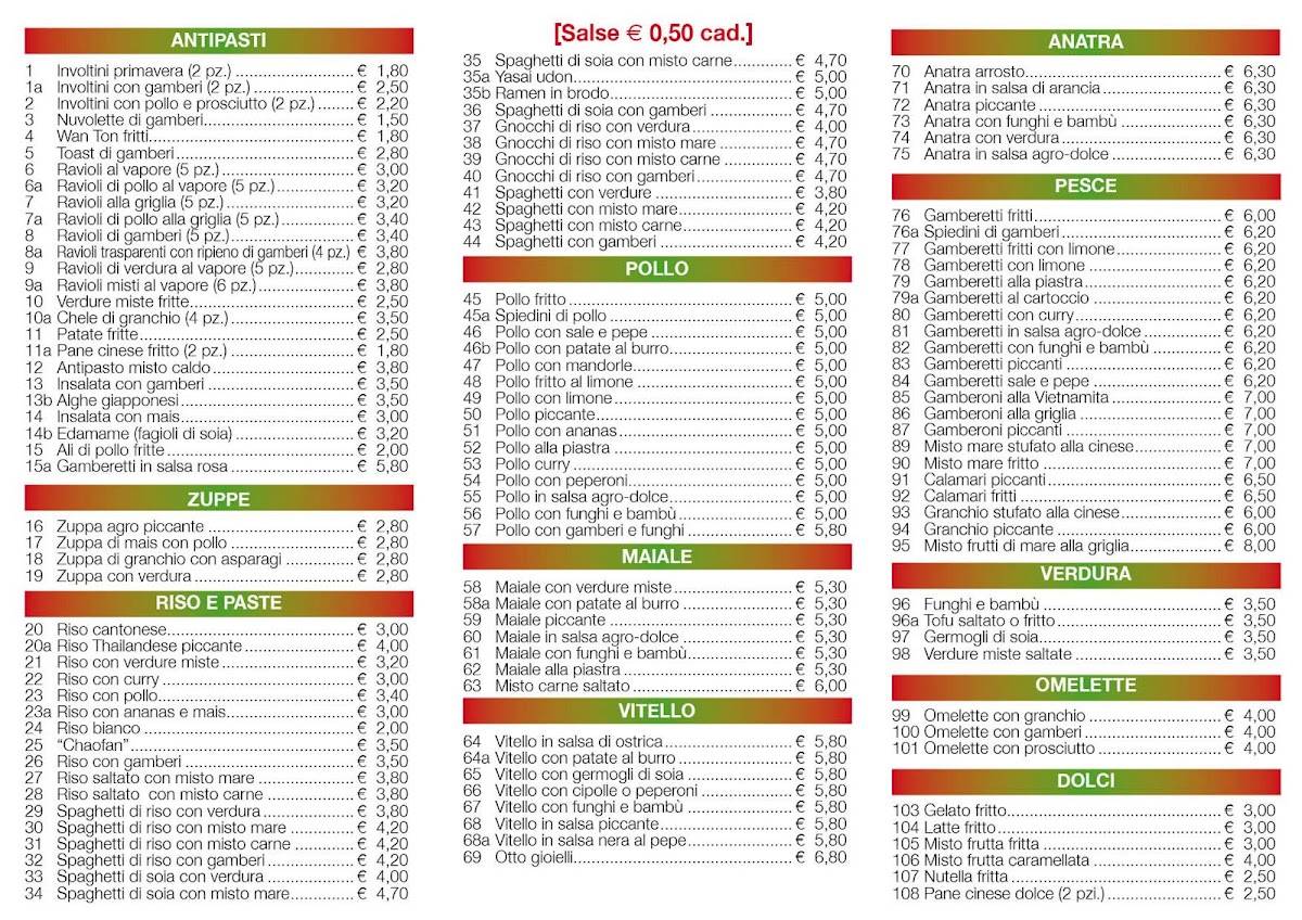 Menu di Ciao 