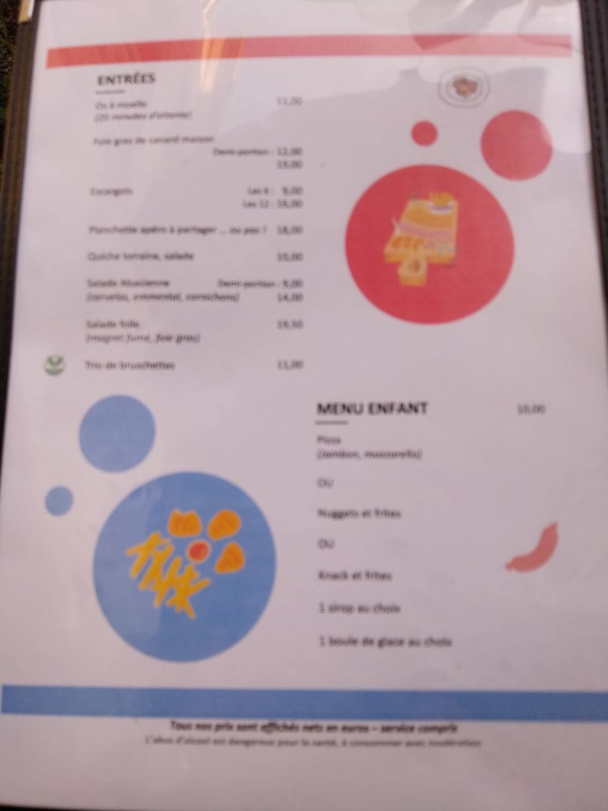 Menu de La Manoline