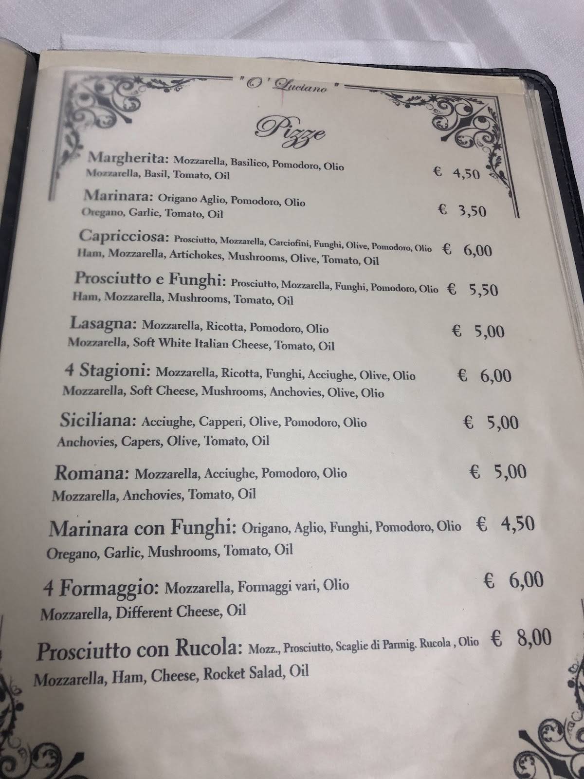 Menu di O'Luciano 