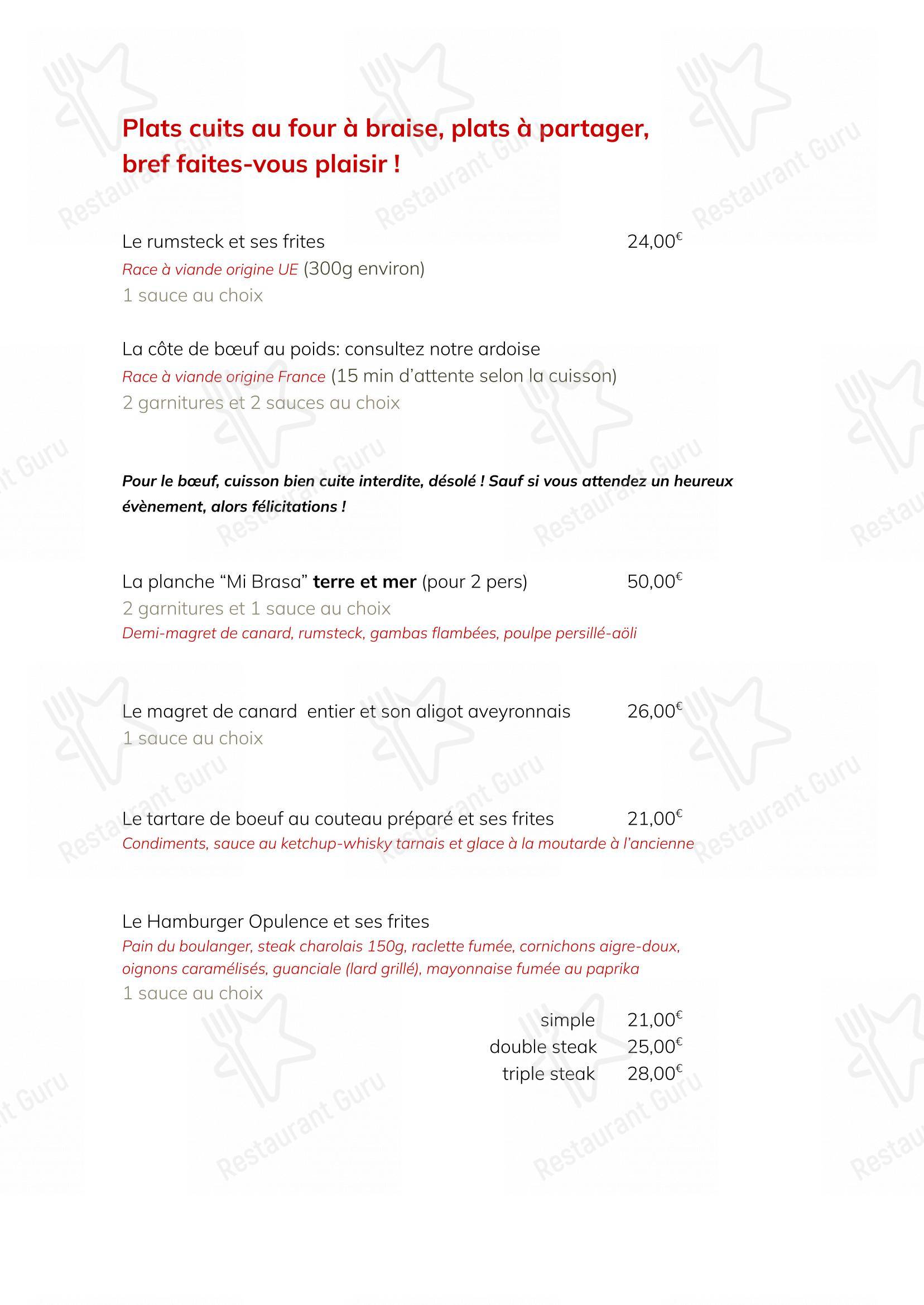 Menu pour OPULENCE - Menu