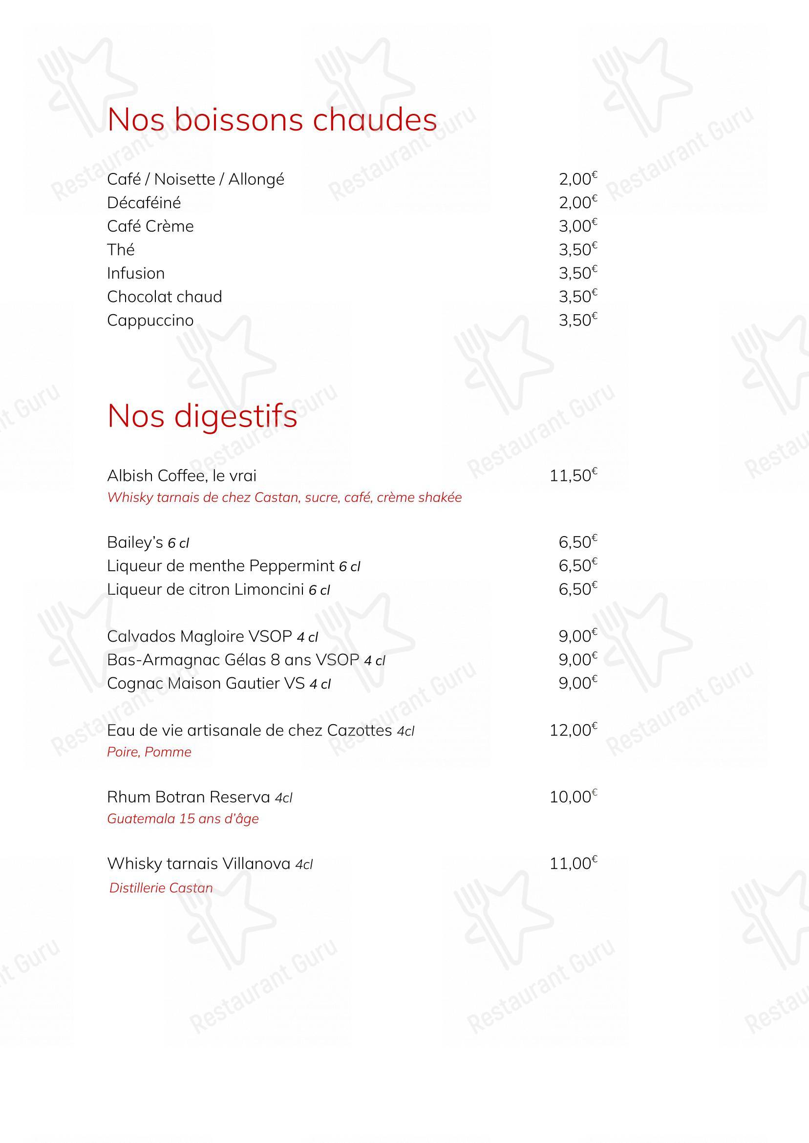 Menu pour OPULENCE - Menu