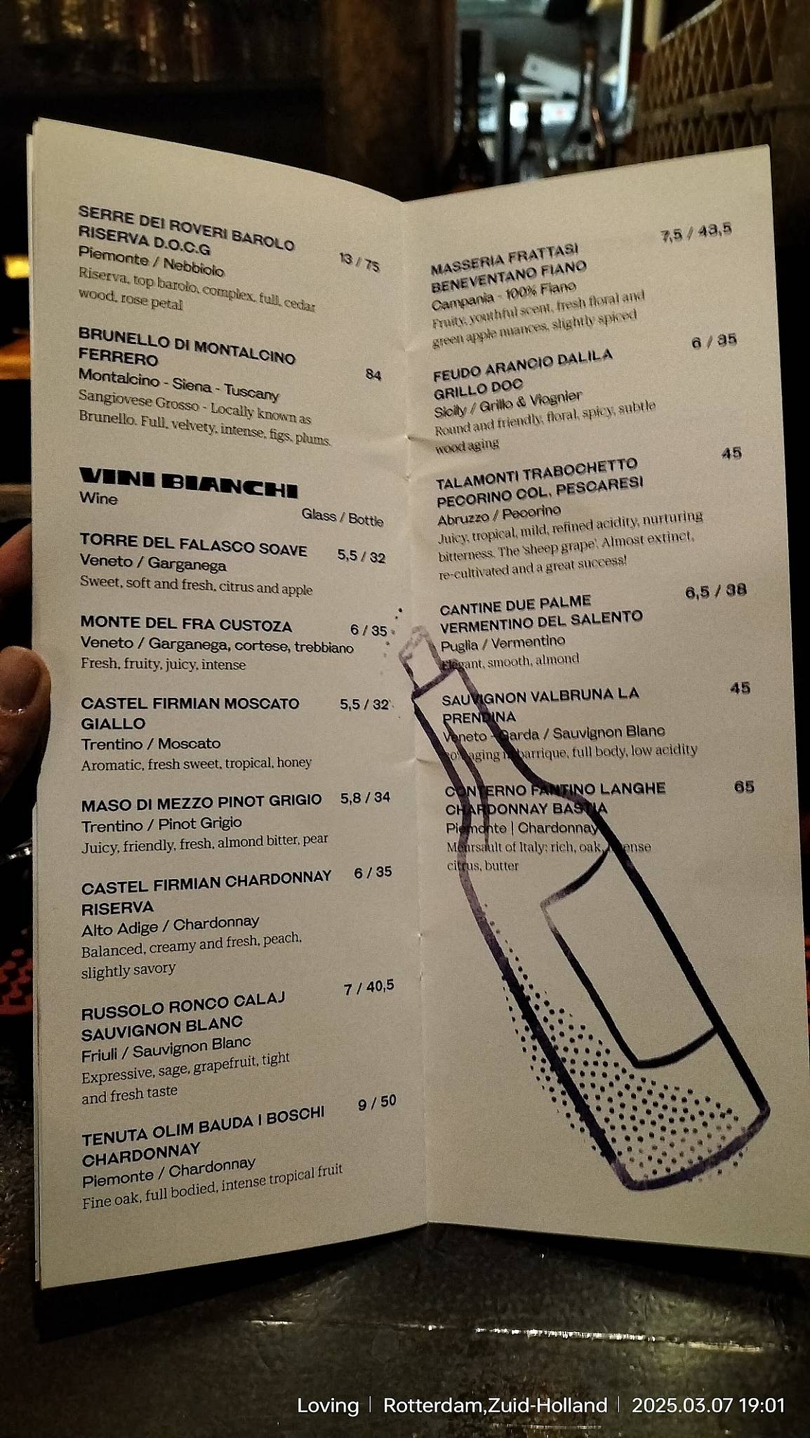 Menu de O'Pazzo Blaak
