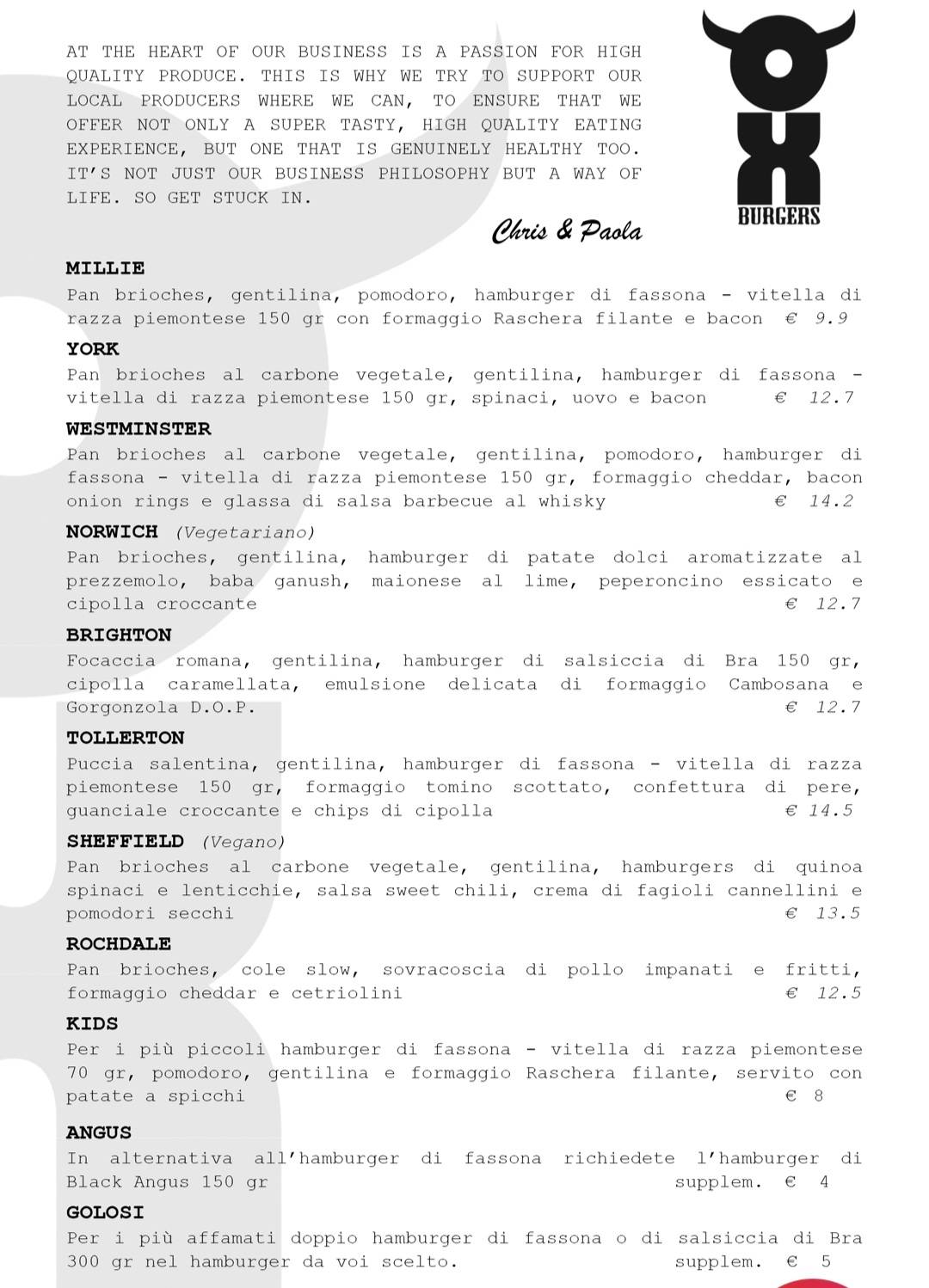 Menu di Ox Burgers 