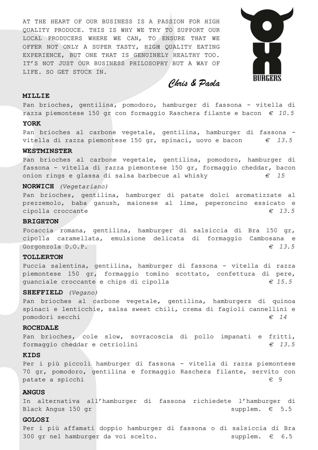 Menu di Ox Burgers 