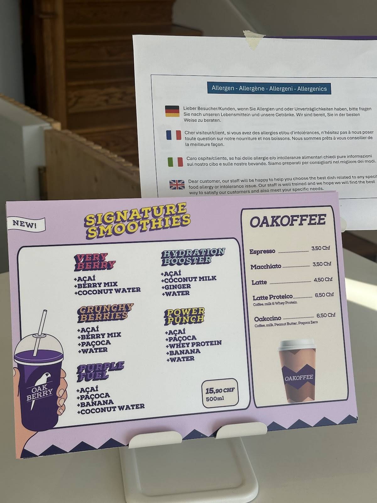 Menu di Oakberry Açai 