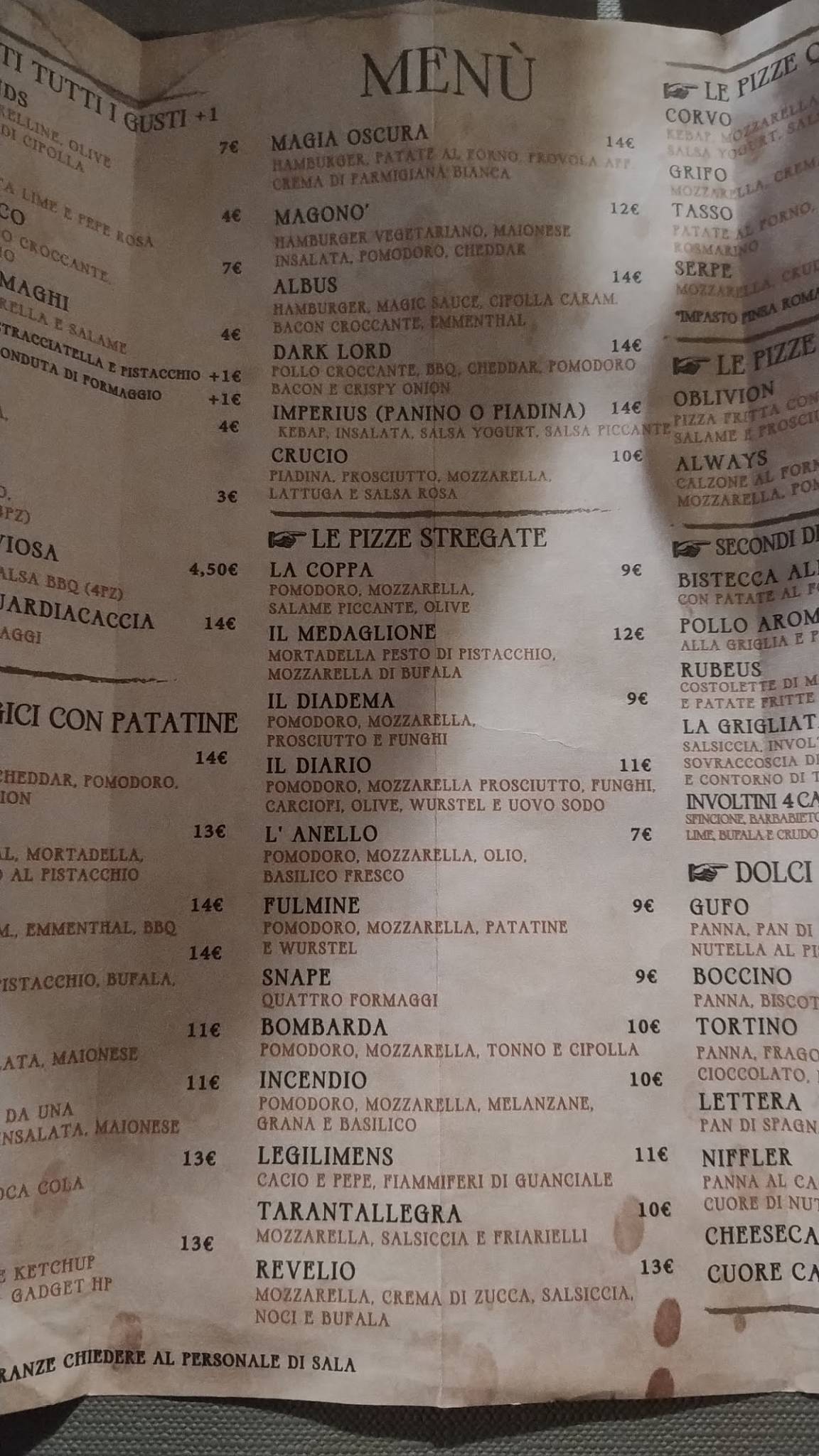 Menu di Oblivion Food and Drink 