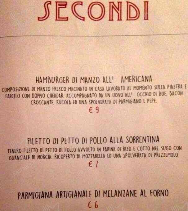 Menu de TIMELESS Roma